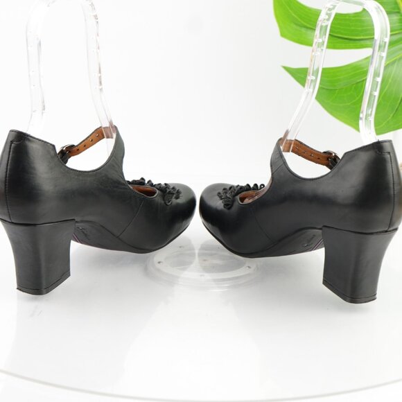Earthies Womens Shipley Mary Jane Pumps Size 11 Black Leather Block Heel Shoes - Picture 6 of 12